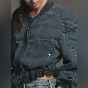 Anthropologie Blue Bomber Jacket